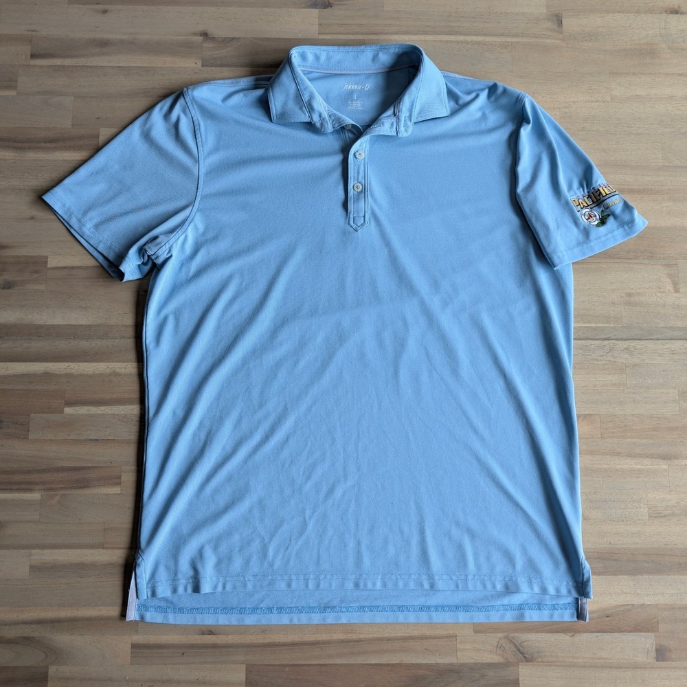 Johnnie-O Performance Polo Shirt w/ Pacifico‎ Beer Logo Light Blue Men's Large